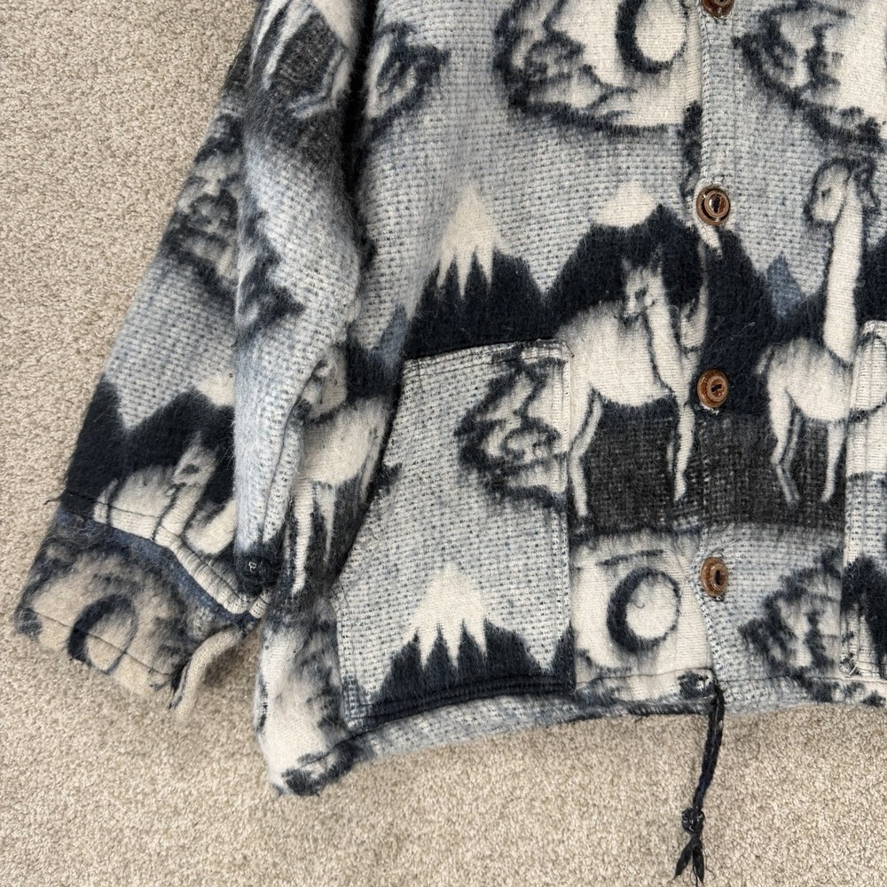 VTG Ecuadorian 100% Wool Jacket Coat Alpaca M Cottagecore Boho Folk Granola - Picture 3 of 8